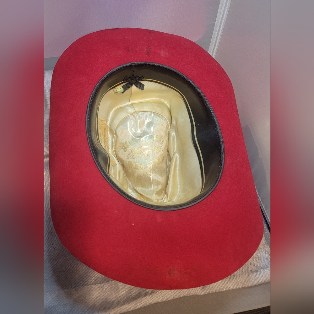 Bradford By Resistol Signature Western Wool Felt Red Hat Sz 7 1/4 - Picture 6 of 17